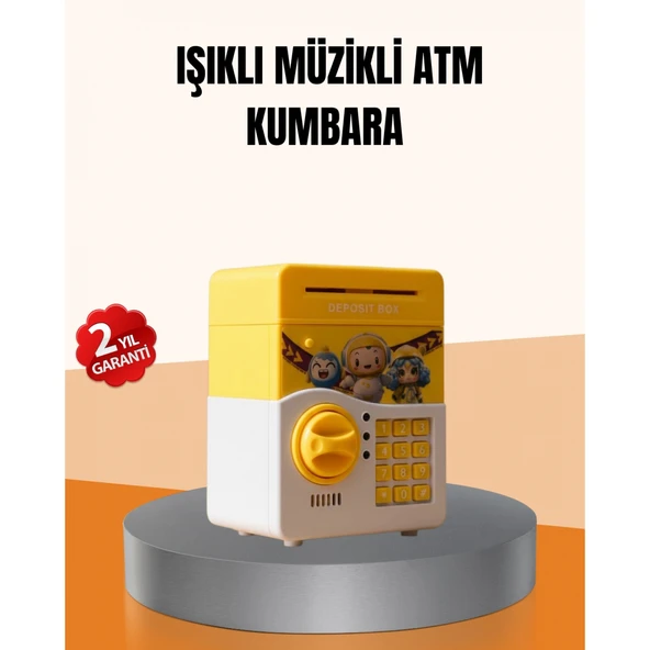 ATM Tasarımlı Sarı Işıklı Sesli Elektronik Kumbara ürün görseli 1