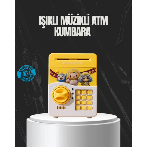 Sarı Renk Otomatik Para Çeken Şifreli Çocuk Kumbarası ürün görseli 1
