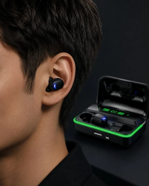 Bluetooth 5.1 Oyuncu Kulaklığı LED Ekranlı Powerbank Kulaklık ürün görseli 1