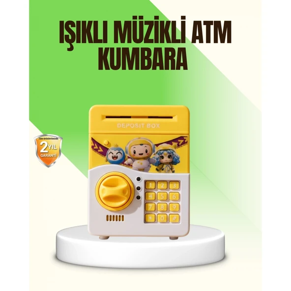 Sarı Elektronik Şifreli ATM Görünümlü Çocuk Kumbarası ürün görseli 1