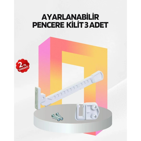Cam Pencere Güvenlik Kilidi Açılma Sınırlayıcı Aparat 3 Adet ürün görseli 1