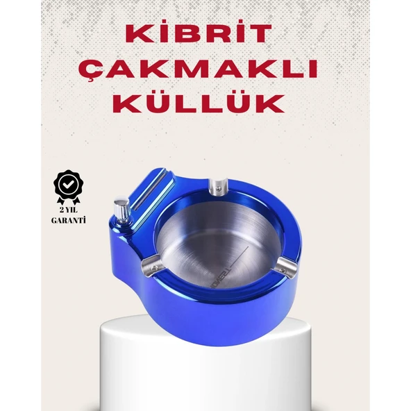 Metal Küllük ve Çakmak Seti Yuvarlak Modern Tasarım ürün görseli 1