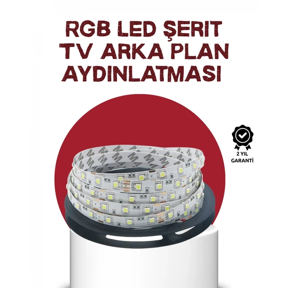 Kendinden Yapışkanlı LED Şerit Televizyon Aydınlatması 2mt ürün görseli 1