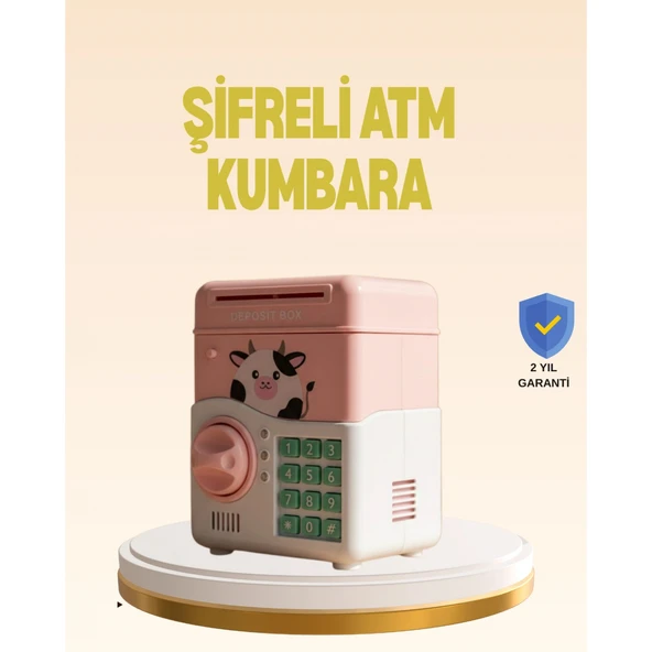 Çocuklar İçin Pembe ATM Görünümlü Elektronik Kumbara ürün görseli 1