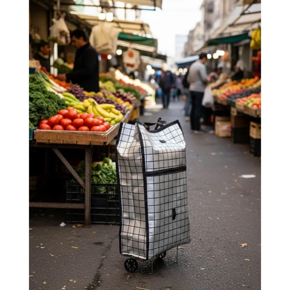 Ağır Yük Taşımaya Uygun Tekerlekli Market ve Pazar Çantası ürün görseli 1