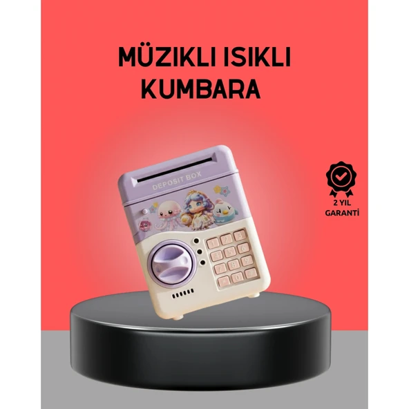Çocuklar İçin Elektronik Şifreli Para Biriktirme Kumbarası Mor ürün görseli 1