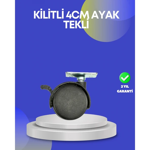 Dolap ve Raflar İçin 4 cm Kilitli Tekerlek Tekli ürün görseli 1