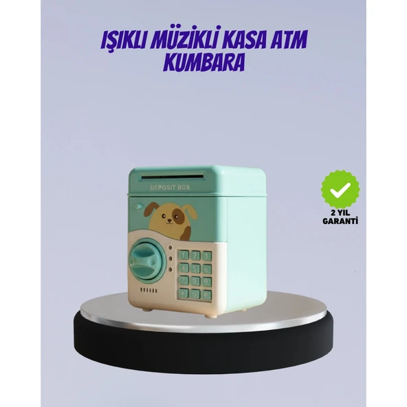 Su Yeşili Işıklı Sesli Elektronik Şifreli Çocuk Kumbarası ürün görseli 1