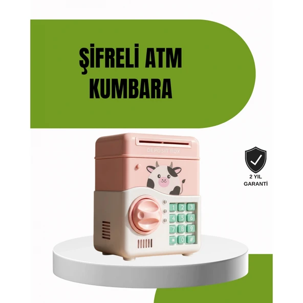 ATM Tasarımlı Pembe Işıklı Sesli Çocuk Kumbarası ürün görseli 1