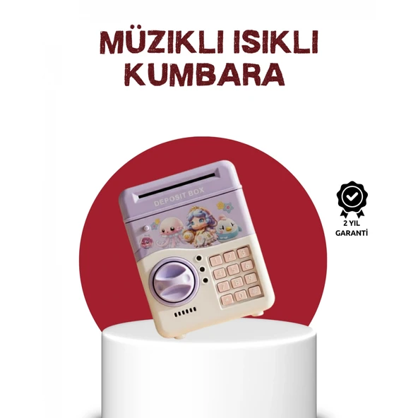 ATM Tasarımlı Şifreli Işıklı Çocuk Kumbarası Mor ürün görseli 1