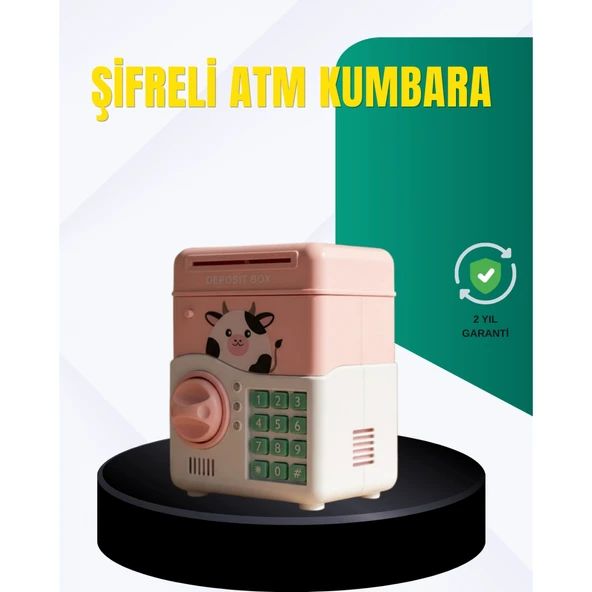 Pembe Şifreli Eğitici ATM Kasa Çocuk Kumbarası ürün görseli 1