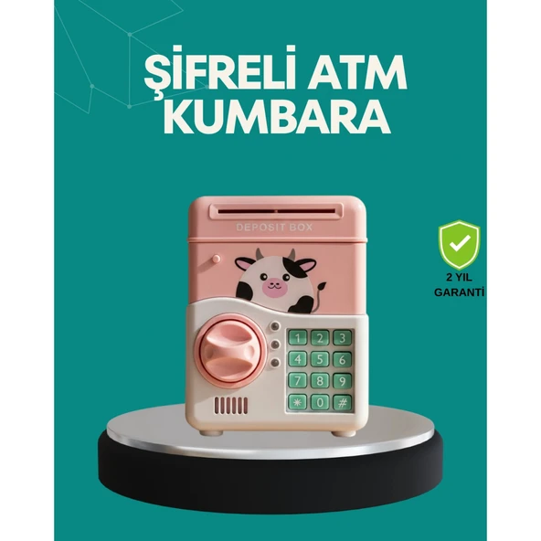 Pembe ATM Kasa Görünümlü Elektronik Şifreli Çocuk Kumbarası ürün görseli 1
