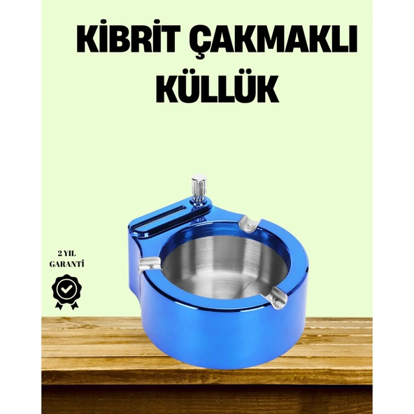 Çakmaklı Küllük Paslanmaz Çelik Şık Masa Aksesuarı ürün görseli 1