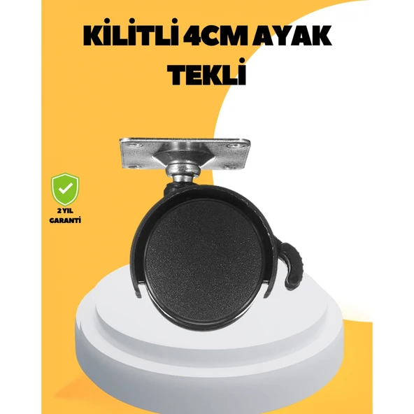 4 cm Kilitli Mobilya Tekerleği Tekli Sessiz ve Dayanıklı ürün görseli 1