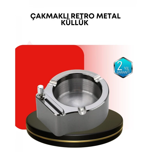 Paslanmaz Çakmaklı Küllük Modern Masa Üstü Aksesuar ürün görseli 1