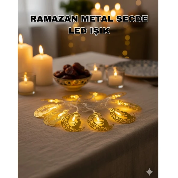 Secde Eden Adam Figürlü Ay Tasarımlı Ramazan LED Işık ürün görseli 1