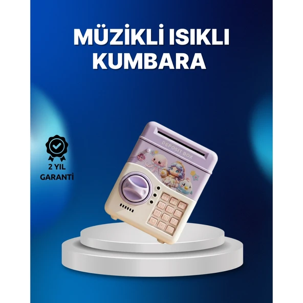 Mor Otomatik Para Girişli Elektronik Şifreli Kumbara ürün görseli 1