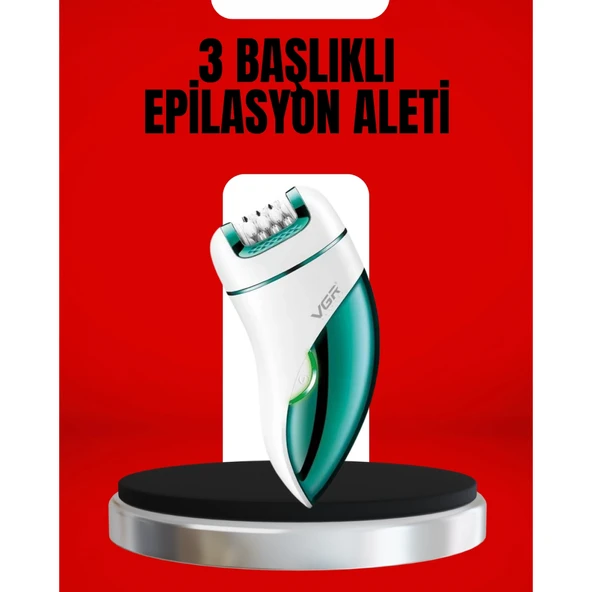 3'ü 1 Arada Epilatör Su Geçirmez Metal Başlıklı LED Işıklı 90 Dakika Şarjlı ürün görseli 1