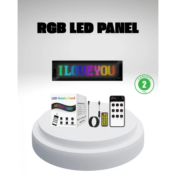 RGB LED Panel – Mobil Uyumlu, Yazı ve GIF Destekli, USB Bağlantılı Dekoratif Ekran ürün görseli 1