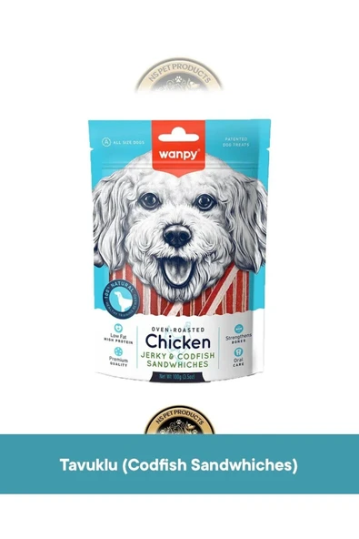 Wanpy Chicken Jerky Codfish Sandwhiches Köpek Ödül 100 Gr ürün görseli 1
