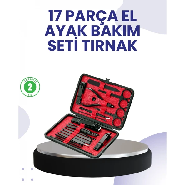 Taşınabilir Deri Kutulu 17 Parça Manikür Seti ürün görseli 1