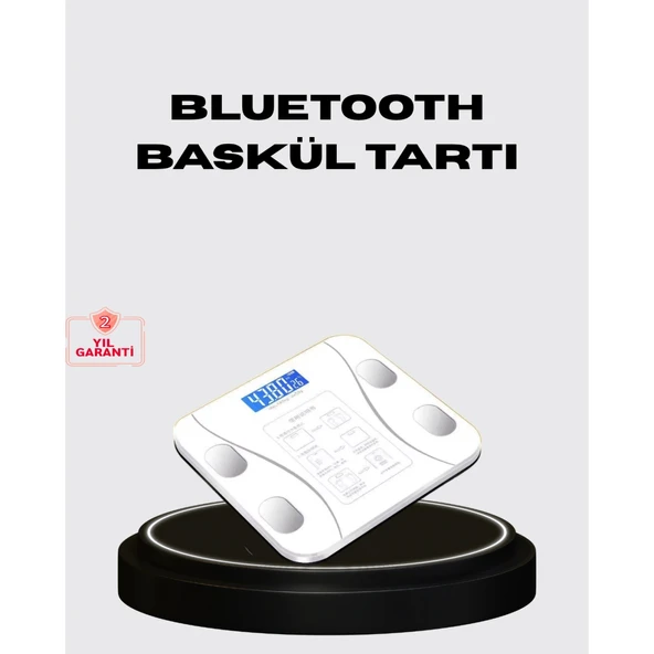 Akıllı Dijital Baskül – Bluetooth Bağlantılı, 8 Ölçüm Verili, Akıllı Vücut Analiz Tartısı ürün görseli 1