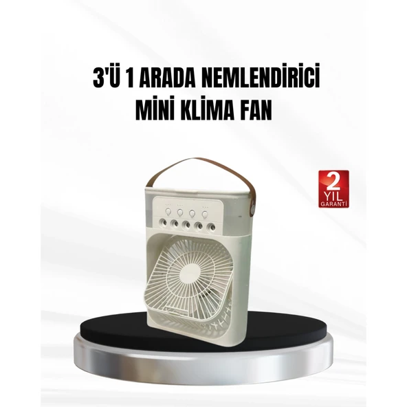 3’ü 1 Arada Mini Klima Fan USB Şarjlı, 7 Renk Gece Lambalı ve Nemlendirici ürün görseli 1