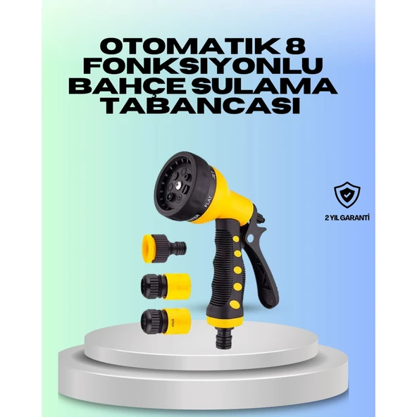 Ayarlanabilir Basınçlı 8 Modlu Bahçe Sulama Tabancası Hortum Aparatı ürün görseli 1