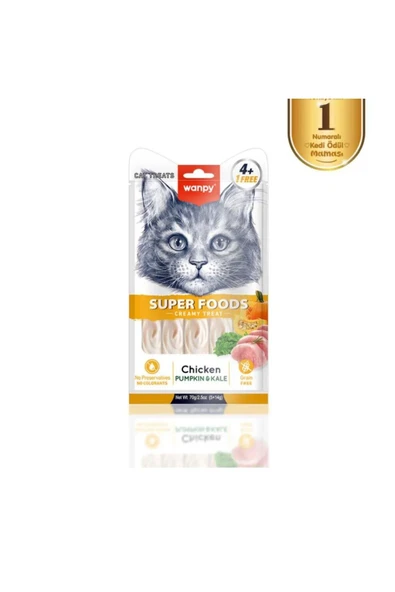 Wanpy Superfood Balkabak Karalahana Kedi Krema Ödül 5 li ürün görseli 1
