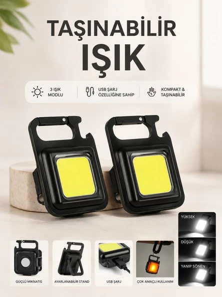 TAŞINABİLİR IŞIK 3 IŞIK MODLU USB ŞARJ ÖZEELİĞİNE SAHİP ürün görseli 1