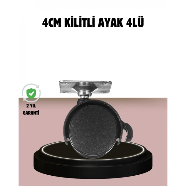 Kilitli 4 cm Tekerlek Ayak 4’lü Set Zemin Koruyucu ürün görseli 1