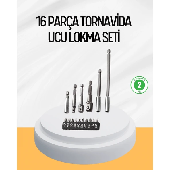 Ergonomik 16 Parça Bits Tornavida Uç ve Adaptör Seti ürün görseli 1