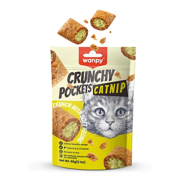 Wanpy Kedi Crunch Ödül Catnipli & Tavuklu 60g ürün görseli 1