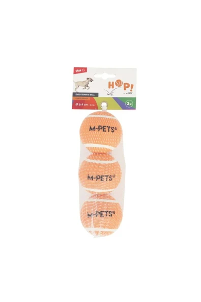 M-Pets  HOP TENNİS TOPU ORANGE 6,4CM 3LÜ SET ürün görseli 1