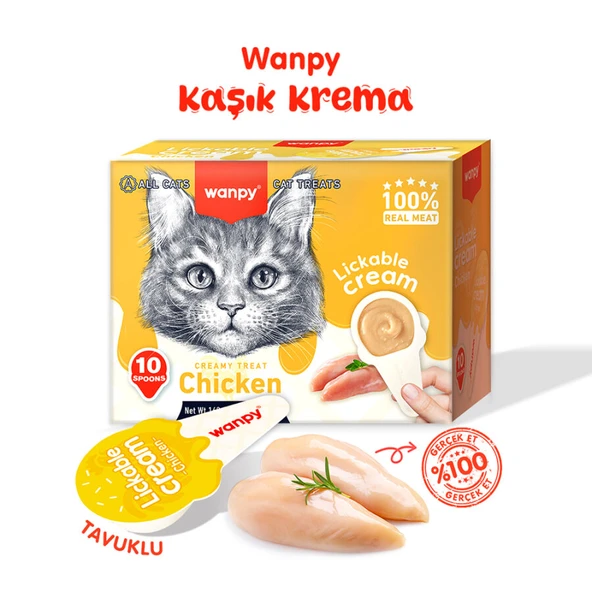Wanpy Tavuklu 10*16 gr Kaşıklı Kedi Ödül Kreması ürün görseli 1