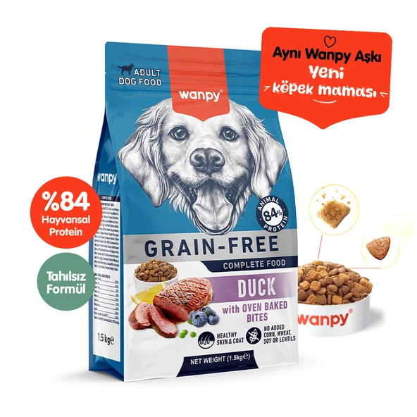 Wanpy Tahılsız Ördekli Yetişkin Köpek Maması 1,5 kg ürün görseli 1