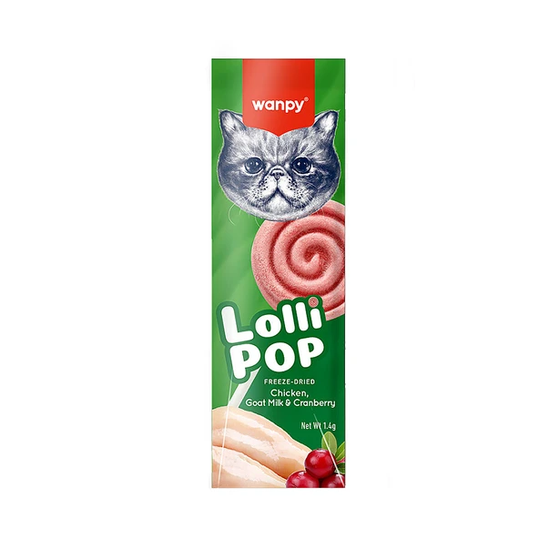 Wanpy Kediler İçin Dondurularak Kurutulmuş Lolipop - Kızılcık - 1.4 g*10'lu ürün görseli 1