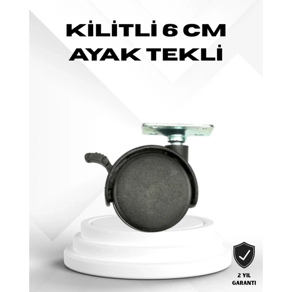 Kilitli 6 cm Masa Ayağı Tekli Döner Tekerlek ürün görseli 1