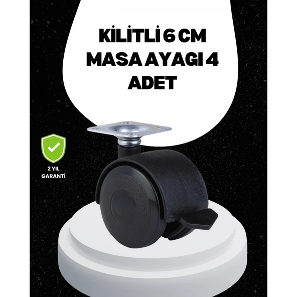 6 cm Kilitli Tekerlek Ayak 4 Adet Sehpa ve Ekipman Uyumlu ürün görseli 1