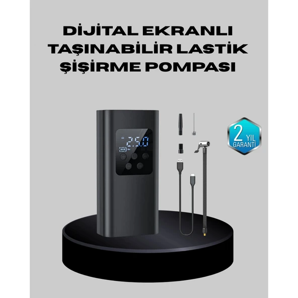 Taşınabilir 80W Kablosuz Lastik Şişirme Pompası Dijital Ekranlı ürün görseli 1