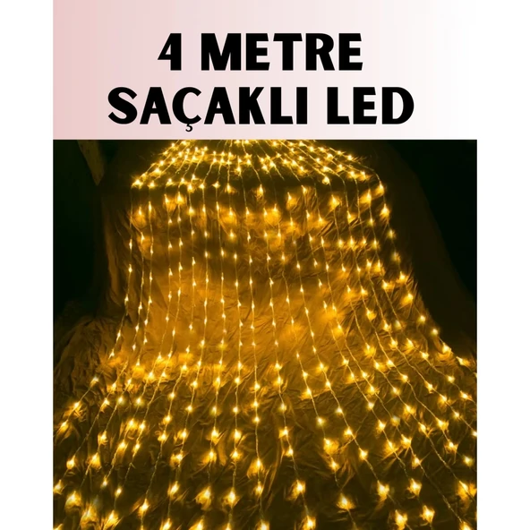 4 Metre Icicle Şelale Led Yılbaşı Perde Işık Sıcak Ambiyans ürün görseli 1