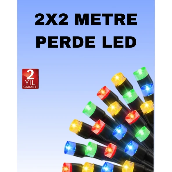 Noel ve Parti Dekorasyonu İçin 2x2 LED Perde Işık – 8 Fonksiyonlu ürün görseli 1