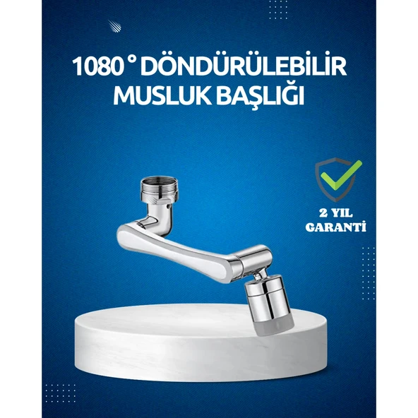 Dönen Musluk Başlığı 1080 Derece Ayarlanabilir Filtreli Sprey Uç ürün görseli 1