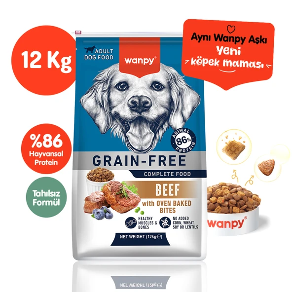Wanpy Tahılsız Sığır Etli Yetişkin Köpek Maması 12 kg ürün görseli 1