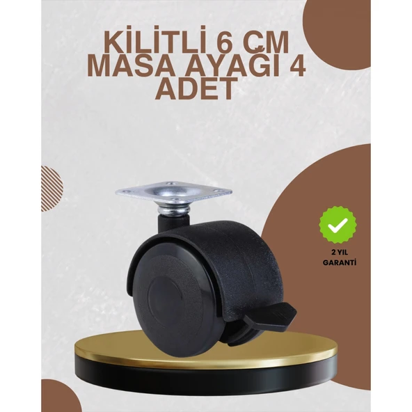 Kilitli Mobilya Ayağı 6 cm 4’lü Set Zemin Korumalı ürün görseli 1