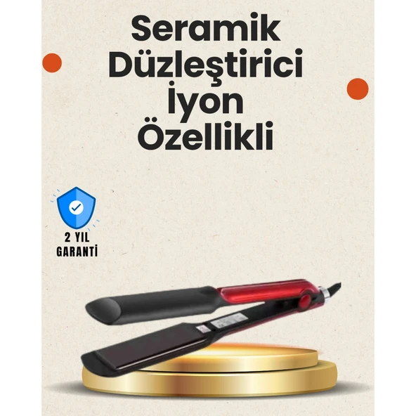 Elektriklenmeyi Azaltan İyonlu Saç Düzleştirici – Titanyum Plaka ve Şık Tasarım ürün görseli 1