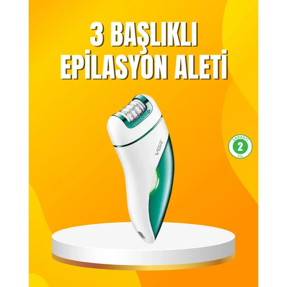 Şarjlı 3’ü 1 Arada VGR Epilatör LED Işıklı Suya Dayanıklı Hassas Bölge Epilasyon Makinesi ürün görseli 1