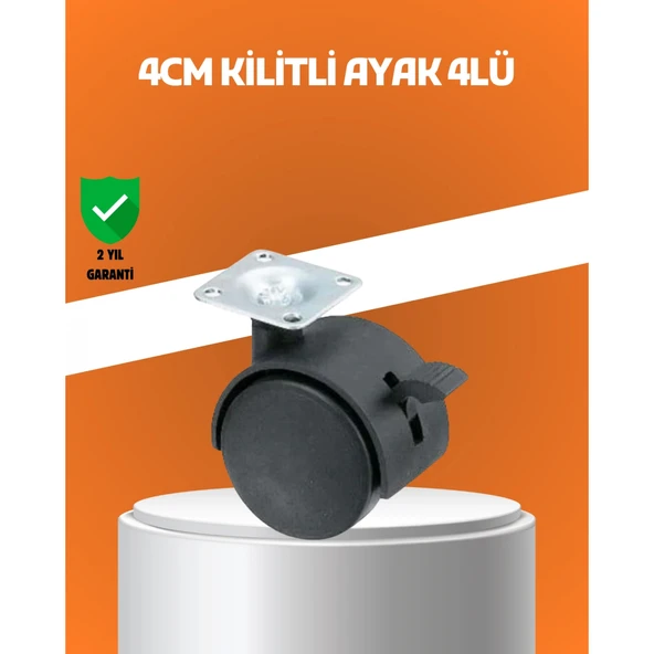 Kilitli Mini Tekerlek Ayak 4 cm 4’lü Set ürün görseli 1