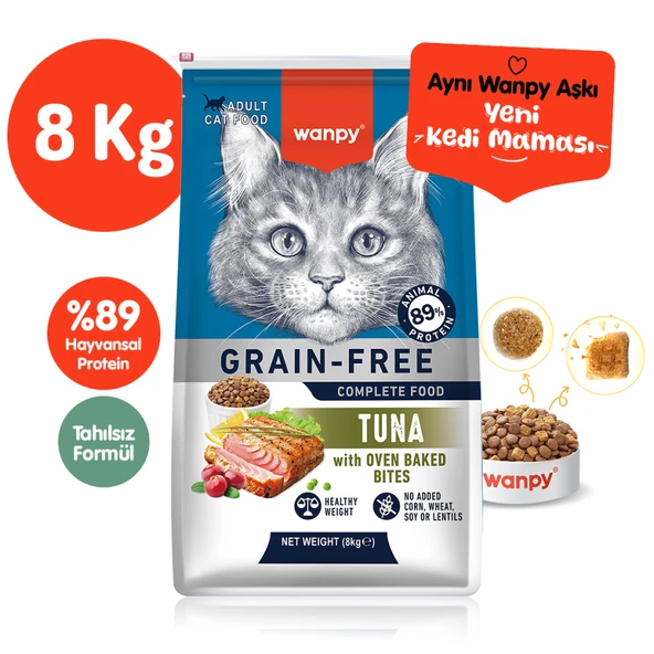 Wanpy Tahılsız Ton Balıklı Yetişkin Kedi Maması 8 kg ürün görseli 1