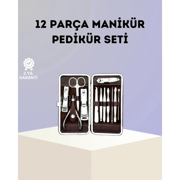 Paslanmaz Çelik Çok Fonksiyonlu 12 Manikür Seti ürün görseli 1